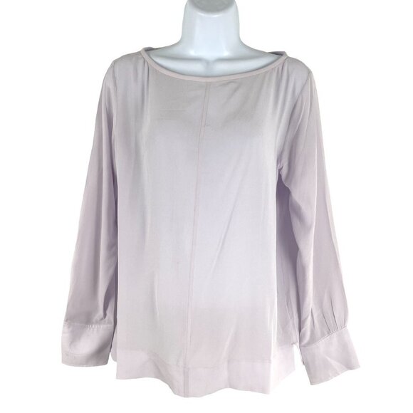 Everlane Blouse Top Womens Size‎ 4 Silk Purple Solid Long Sleeve Flawed TP-2441 - Picture 1 of 10